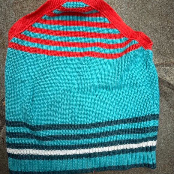 ZARA Knit Halter Top Womens Small Turquoise Cropped Festival Retro - Picture 3 of 9